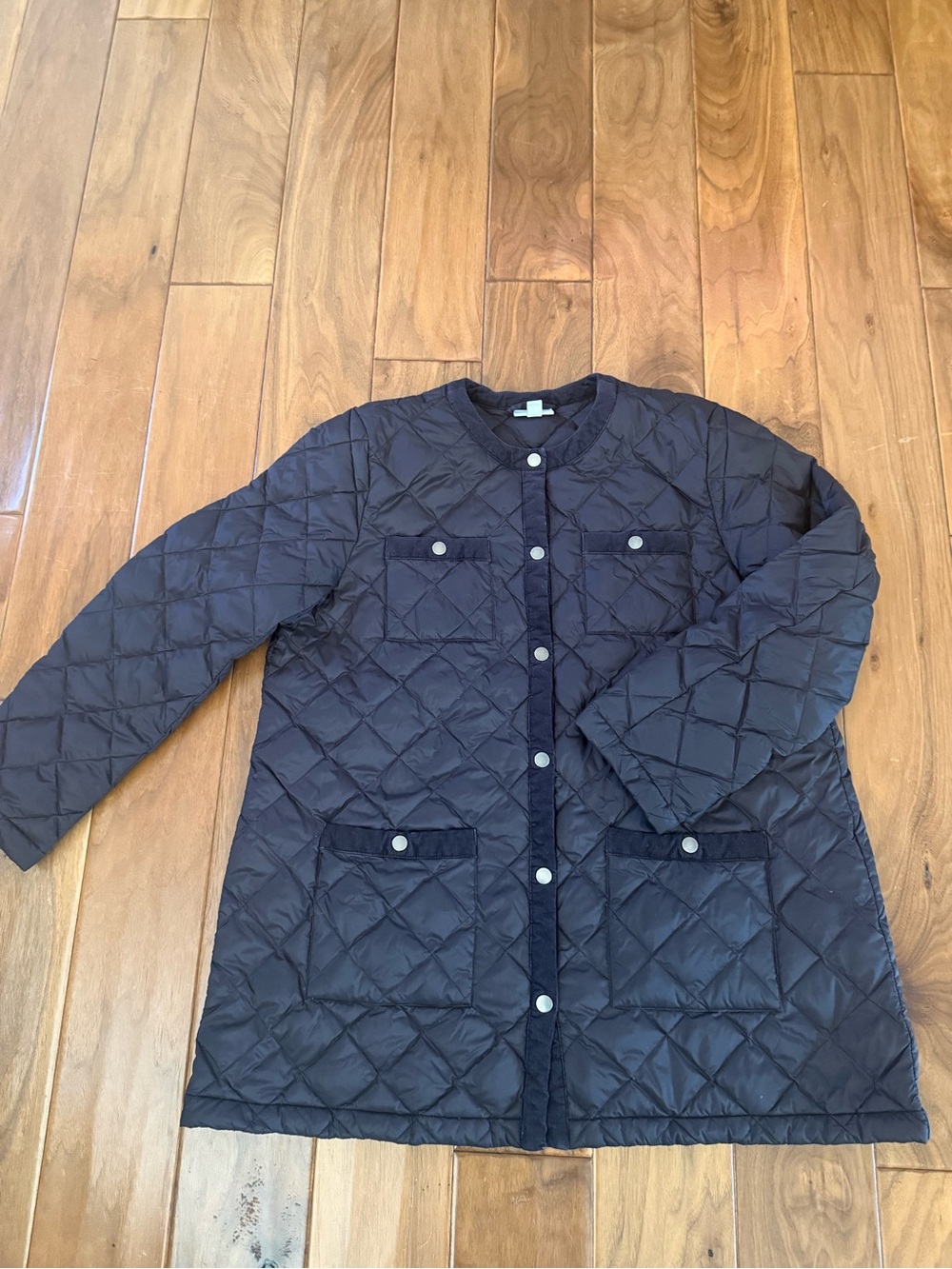 J. Jill Snap Front Quilted Down Jacket in Black